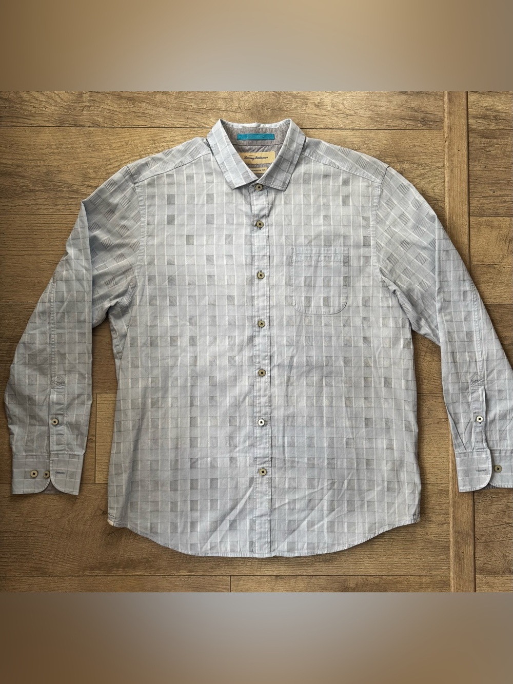 Tommy Bahama Island Modern Fit Cotton Woven Check Button-Up Shirt Men L